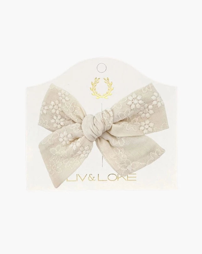 Natural Embroidered Bow | Flower Girl | Gifting